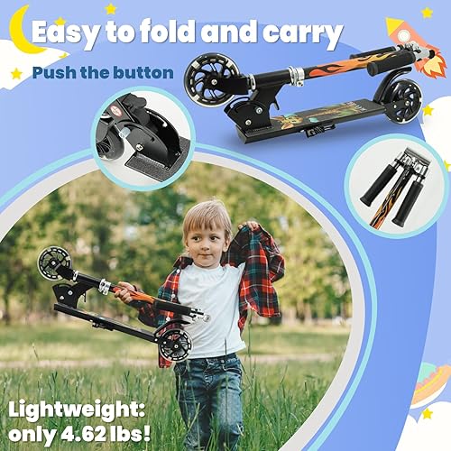 Miniatura 11 de Juguetes de scooter para niños de 6 a 12 años, 3 a 5 años, regalos de cumpleaños de Navidad para niñas y niños, patinete plegable fácil con manubrio