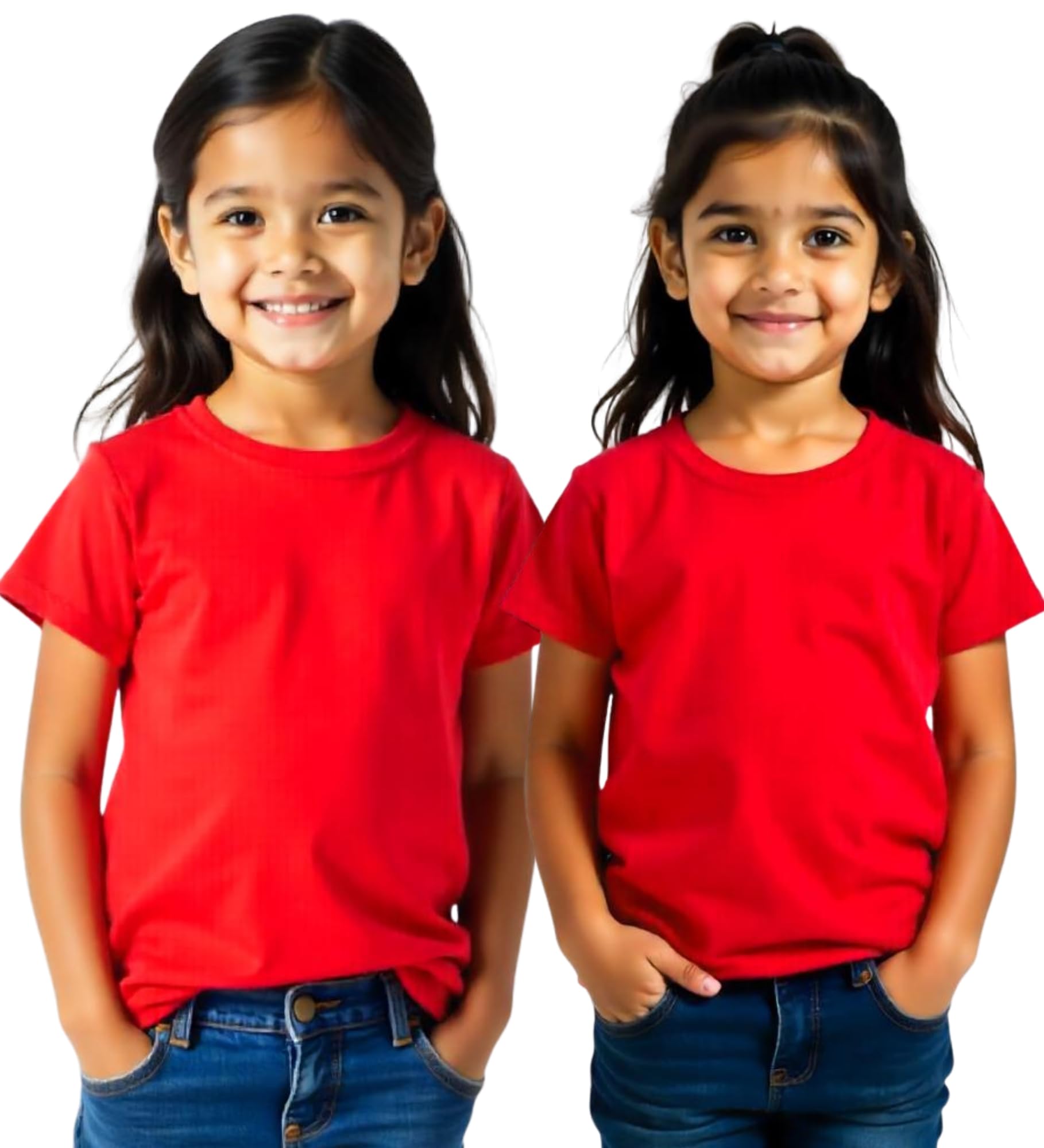 Hangout Hub Girl's Solid Tshirt | Plain T-Shirt | Cotton | Regular Fit Tees | (Red Red; Girl-13-14 Y) | Round Neck | Hal