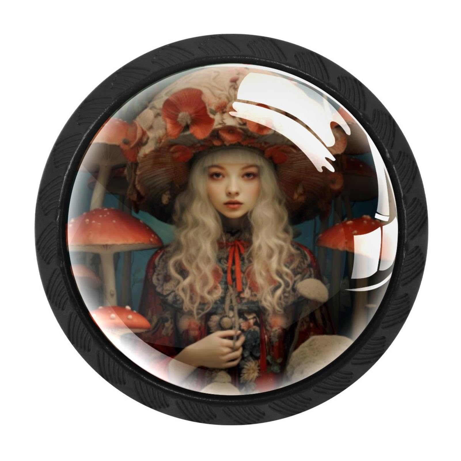 CHENZZZZ 4 Pack Black Bohemia Drawer Knobs, Cabinet Knobs Round Glass Knobs for Kitchen Cabinet Hardware Bathroom 35MM