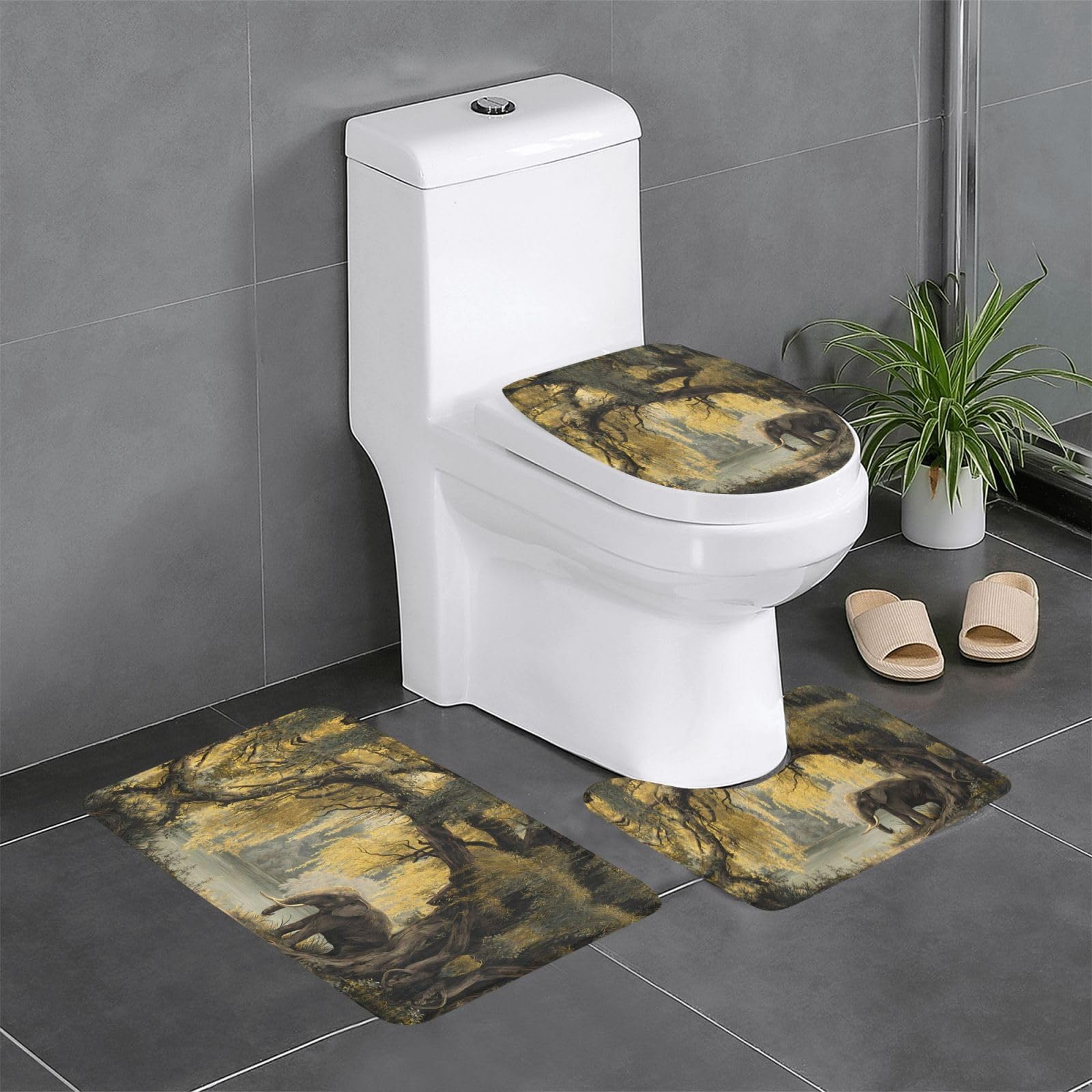 Tapis de salle de bain antidérapants lot de 3 pour éviter les glissades au WC