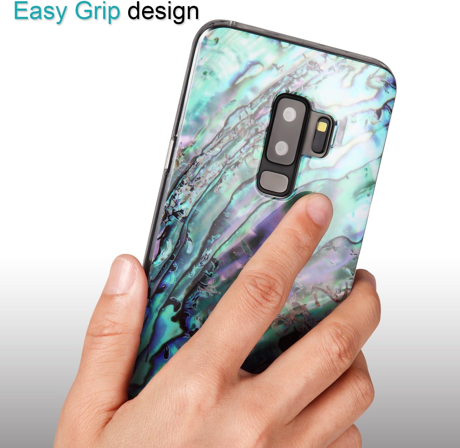 VIVIBIN for Samsung Galaxy S9 Plus Case,Green Shell Scratch Resistant Silicone TPU Cover with Clear Bumper Slim Fit Protective Phone Case for Samsung Galaxy S9 Plus 6.2 inch