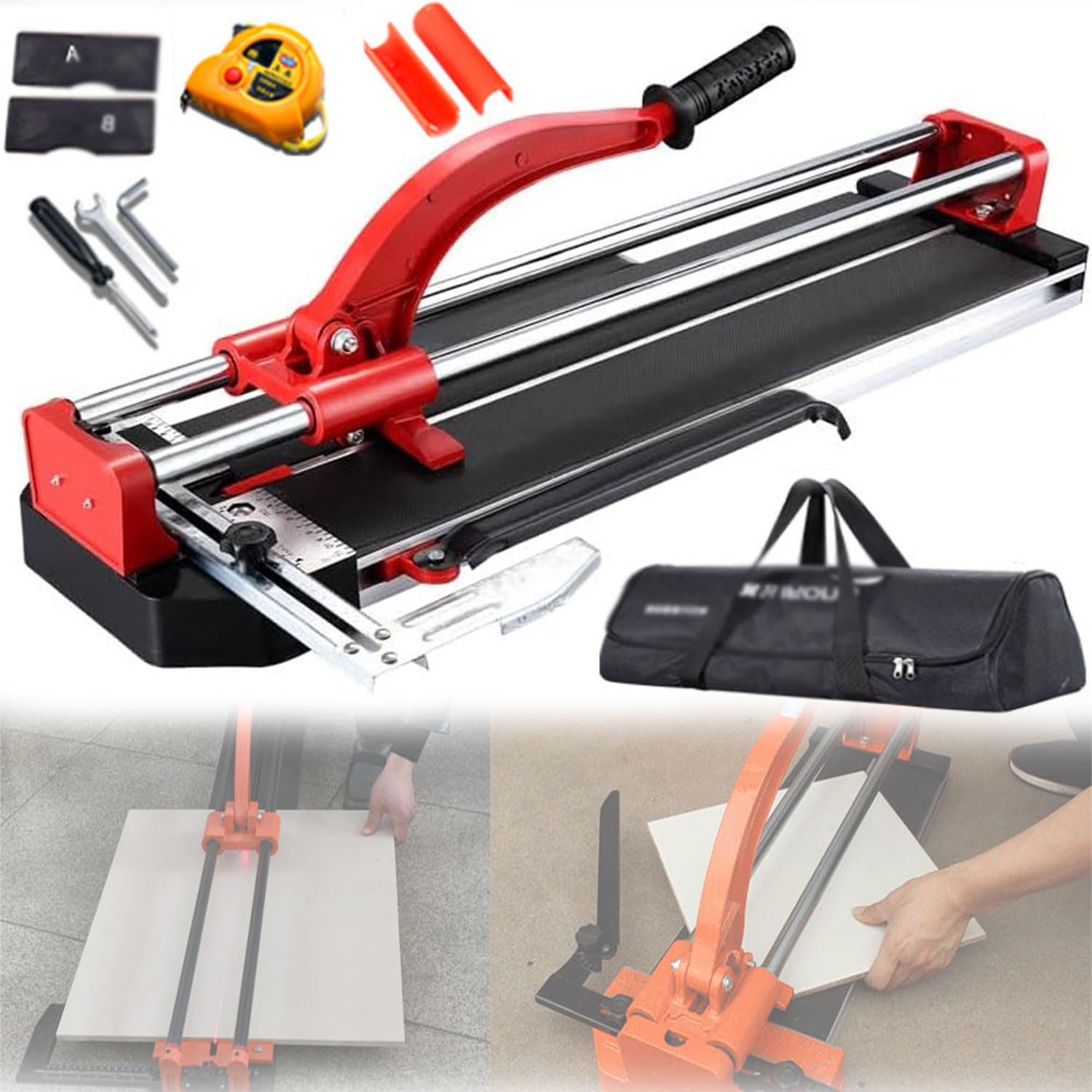 Narzędzia do cięcia płytek, ręczny nóż 80 cm z precyzyjną linijką całkowicie stalową, grubość cięcia 0,5-1,0 cm, solidny tor 2 cm, idealny do porcelany i płytek ceramicznych