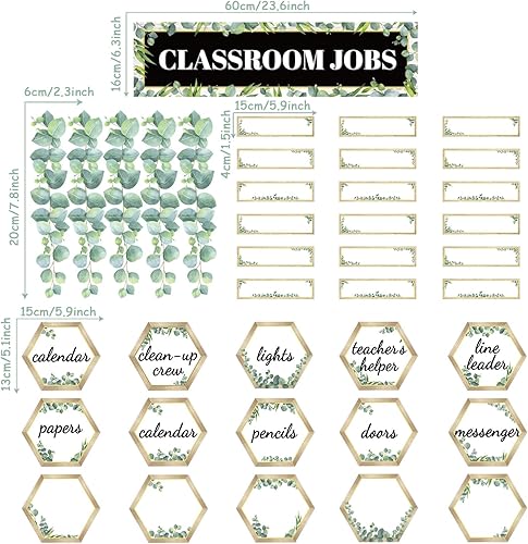 Miniatura 2 de Juego de 116 tableros de anuncios de eucalipto para trabajos en el aula, gráficos de ayudantes para profesores, recortes de eucalipto, placas de