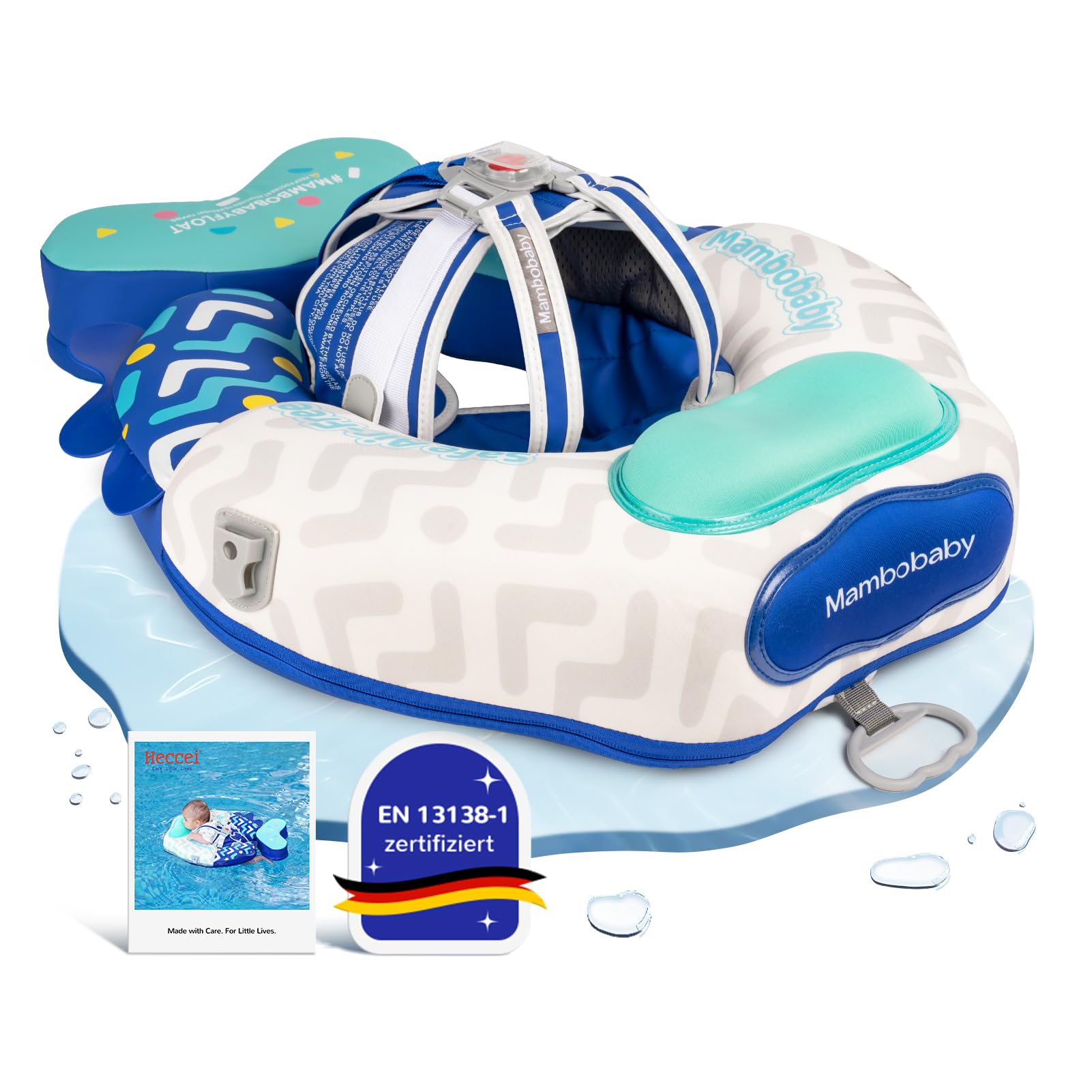 HECCEI Premium Schwimmring Baby Pannensicher, Mambobaby Nicht Aufblasbarer Schwimmhilfe, Hautfreundlicher Schwimmreifen Baby Perfekte Schwimmtrainer Swim Float für Baby 3-24 Monate