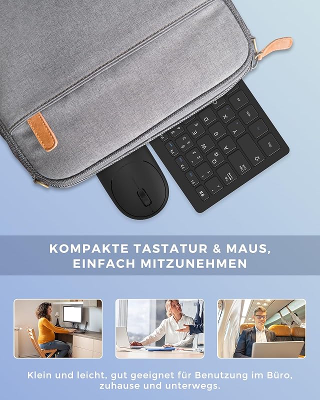 seenda Vezeték Nélküli Mini Billentyűzet és Egér Szett - Kompakt, Hordozható, USB Vevővel, PC/Laptop/Smart TV Kompatibilis, QWERTZ Kiosztás,