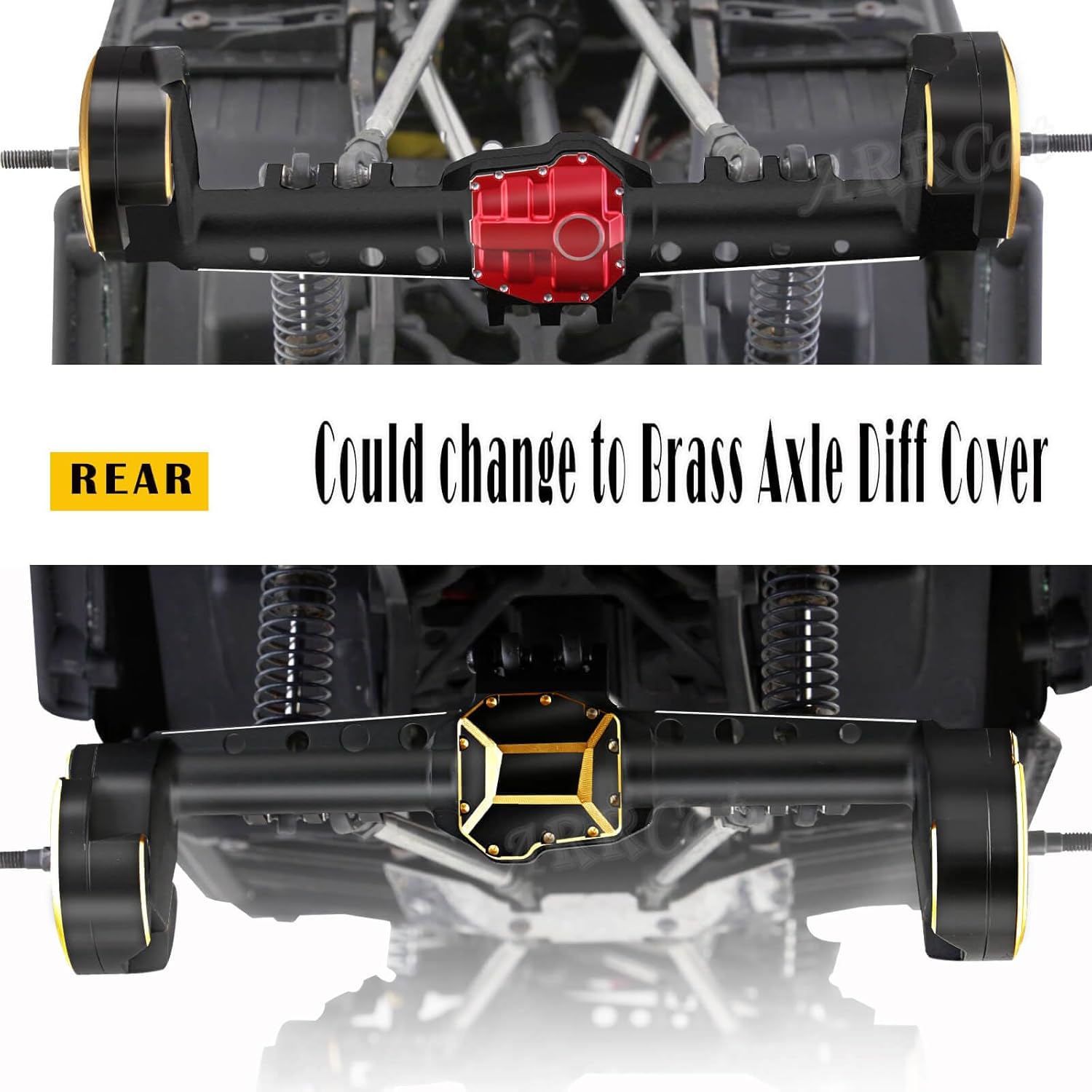 RC Upgrades Part for SCX10 III,Aluminum Front Rear Portal Axles/Brass Axle Diff Cover/Front Inner Portal Covers Steering Knuckles/Portal Covers Weights,Black