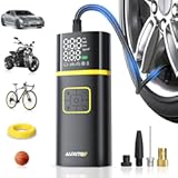 AUXITO Tire Inflator Portable Air Compressor - Air Pump for Car Tires with Digital Pressure Gauge&comma; Cordless Rechargeable Battery&comma; Emergency LED Light for Car Motorcycle Bike Ball&comma; 150PSI&comma; Auto Stop