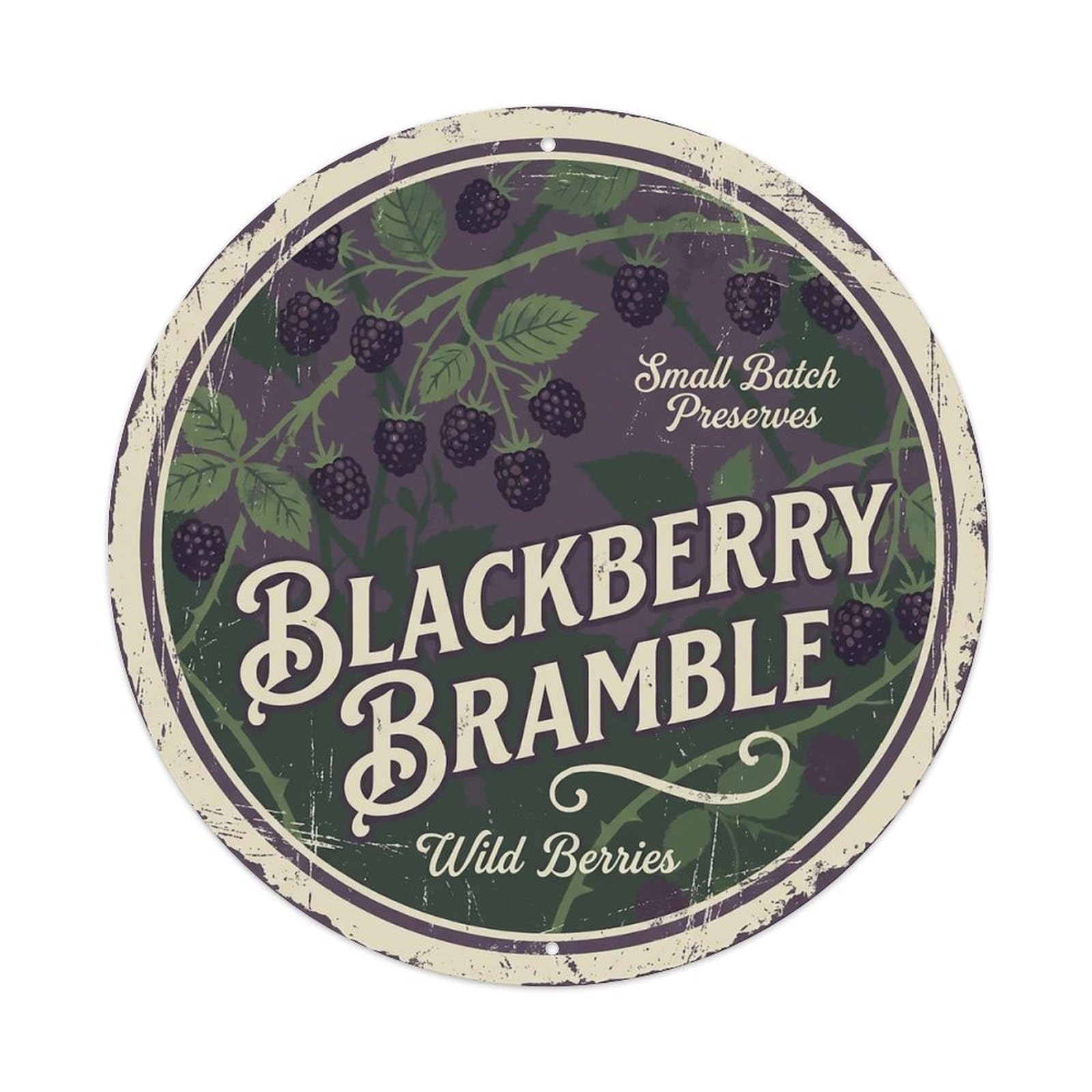 Cxhjca 8X8inch(20X20cm) Vintage Cottagecore Garden Blackberry Bramble Wild Metal Tin Sign