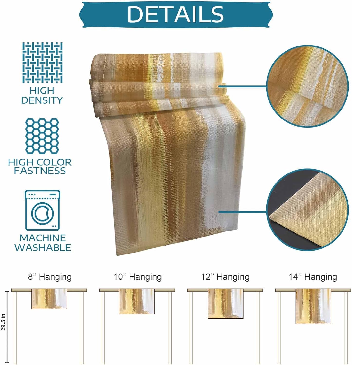 Gold Brown Table Runner 90 Inches Long for Dining Table Decor,Abstract Modern Minimalist Smear Art Ombre Burlap Linen Farmhouse Table Runner Coffee Table Runners Dresser Scarf for Kitchen Party