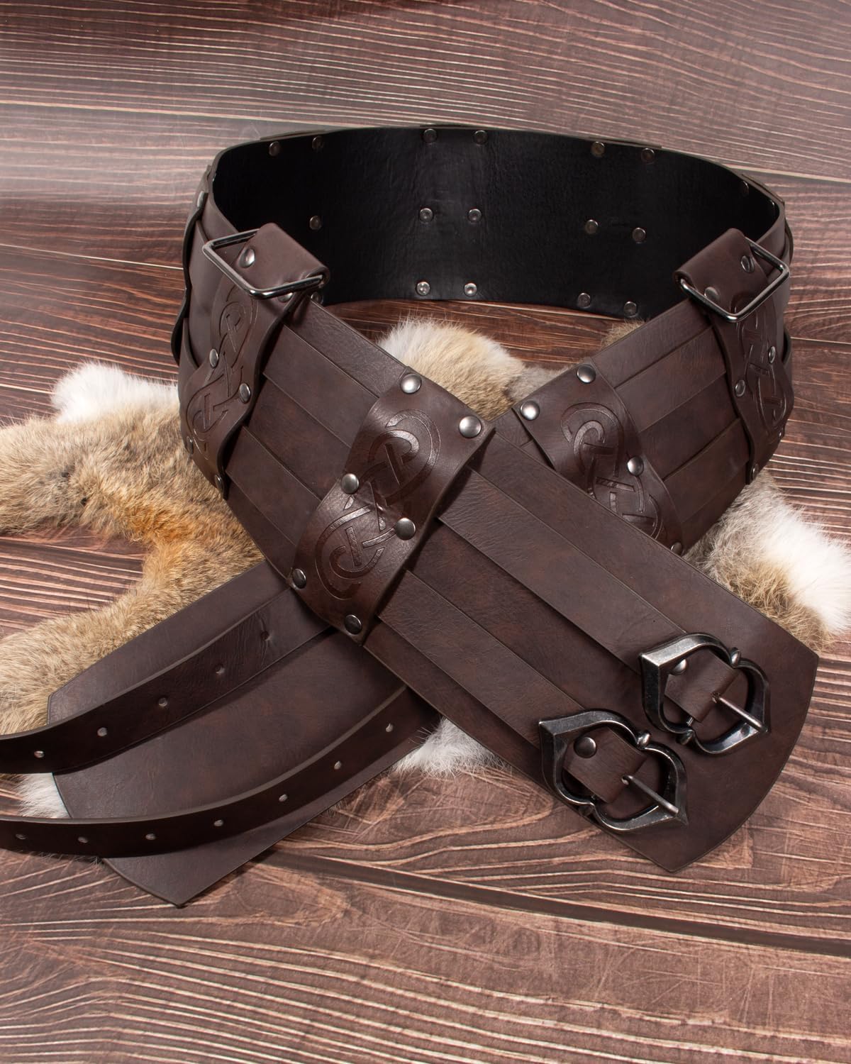 SUMGOGO Shoulder Armor Pauldron Vial Wide Belt Retro Bracer Medieval Knight Robot Renaissance Cosplay Viking Costume Props
