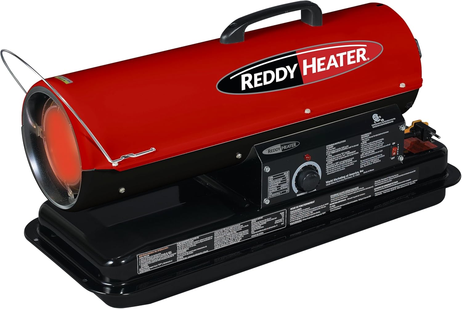 Forced Air Heater, 80,000 BTU, Multi-Fuel Kerosene & Electric, Heats 2,000 sq ft, 8.5 hrs Run Time, Dependable for Workspaces & Outdoor Use - RFA80T