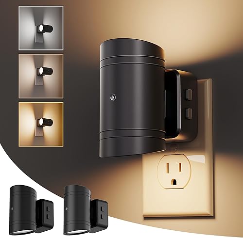 L LOHAS LED Luz nocturna, luces nocturnas regulables enchufables a la pared, paquete de 2 luces nocturnas de 3CCT para niños, rotación de 180,