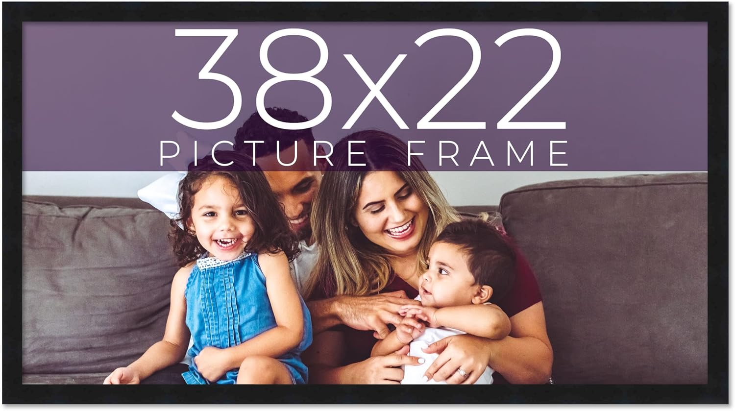 Amazon.com - 38x22 Frame Black Solid Pine Wood Picture Frame | 0.75 ...