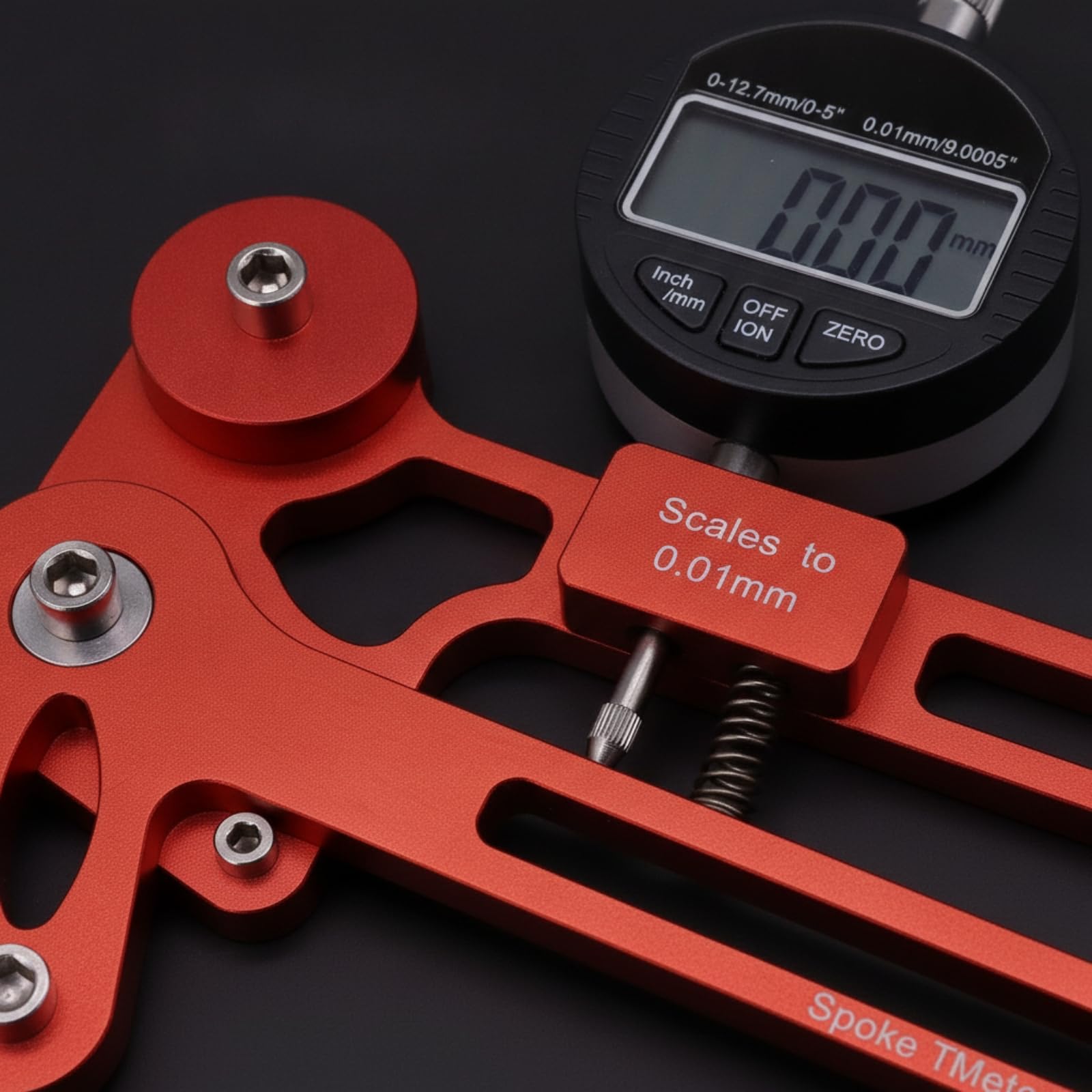 Speichenspannungsmesser Fahrrad Speichenspannungsmesser Tensiometer Laufrichtwerkzeug Messgerät Aluminiumlegierung mit Sandgestrahlter, Einheitsgröße, Mechanische Anzeige