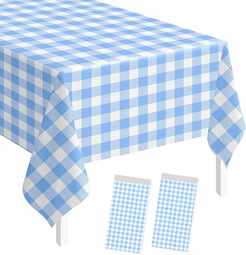 Miniatura 32 de SietDESEO Paquete de 2 manteles de plástico color rojo de 54 x 108 pulgadas, desechables de alta calidad para mesa rectangular, para bodas, baby