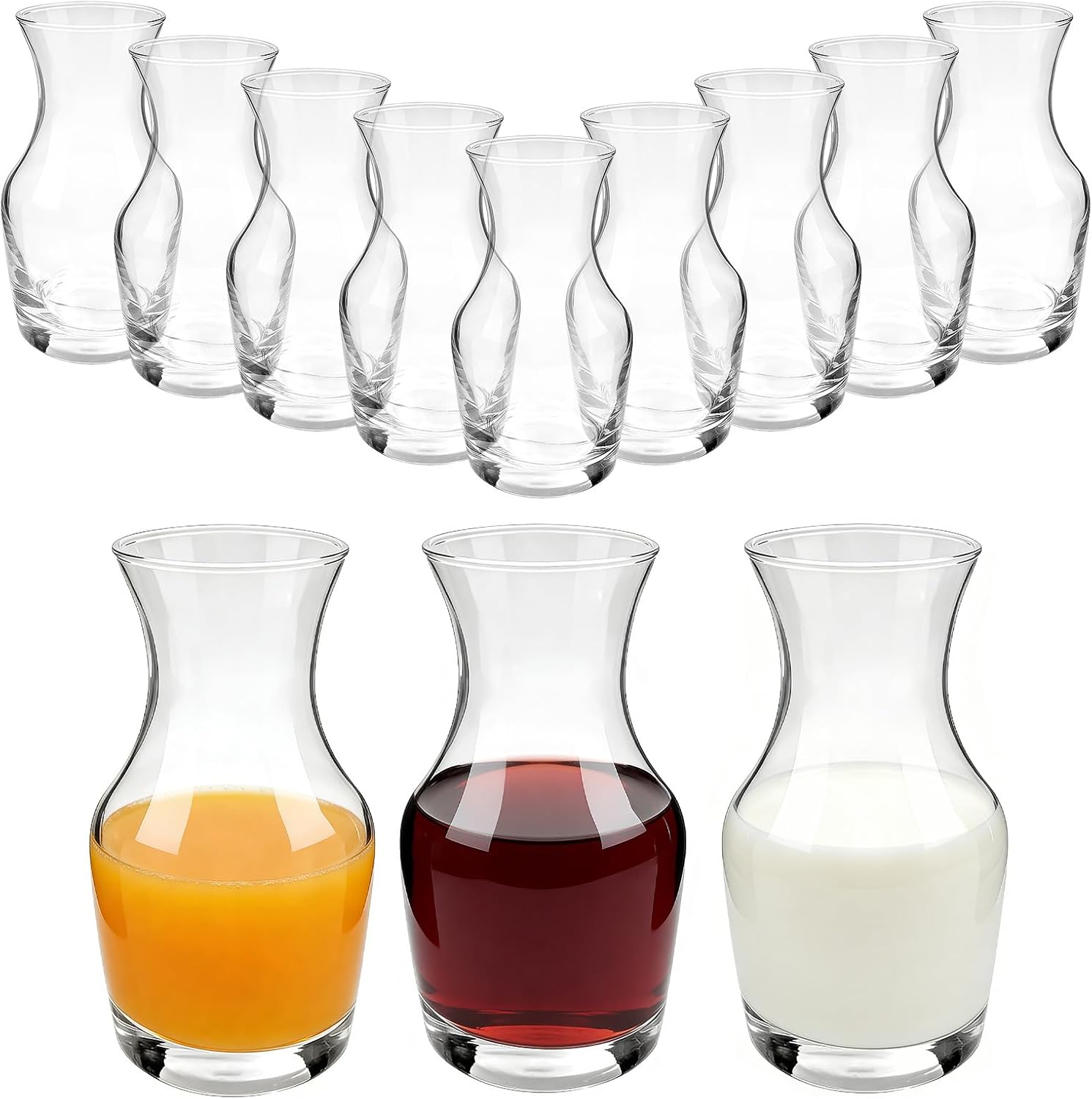 Set of 12 6 Oz Mini Wine Carafe Glasses - Single Serving Small Decanters for Individual Pours, Wine Tasting, Champagne, Juice | Ideal for Bars & Restaurants