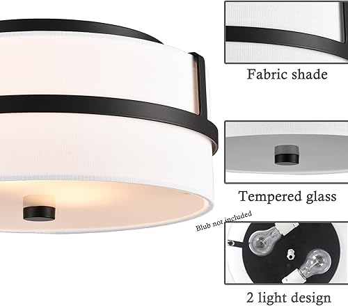 Miniatura 2 de HYDELITE Lámpara de techo LED dorada con pantalla de tela blanca 3000k-5500k, 24W, 1600LM