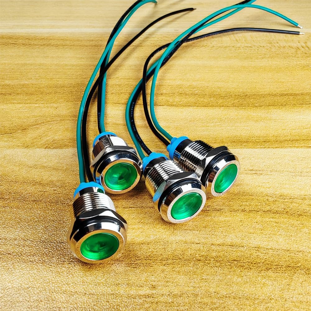 4 Luci LED Indicatore 12mm Blu - 3V-9V DC, Impermeabili, Con Filo - Foto 9