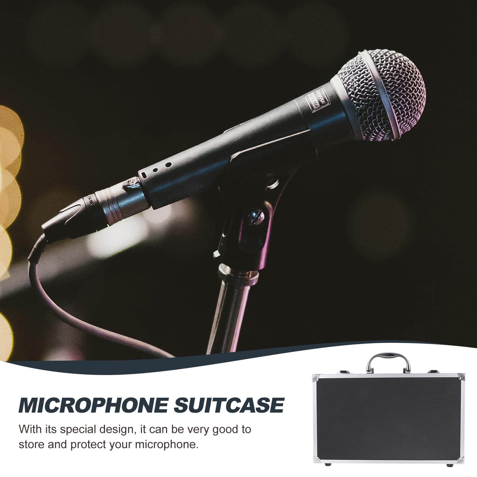 Beavorty Valigia Protettiva per Microfono Wireless 2 Pezzi Scatola Porta Microfono in Alluminio Resistente per Sala Karaoke e Registrazione