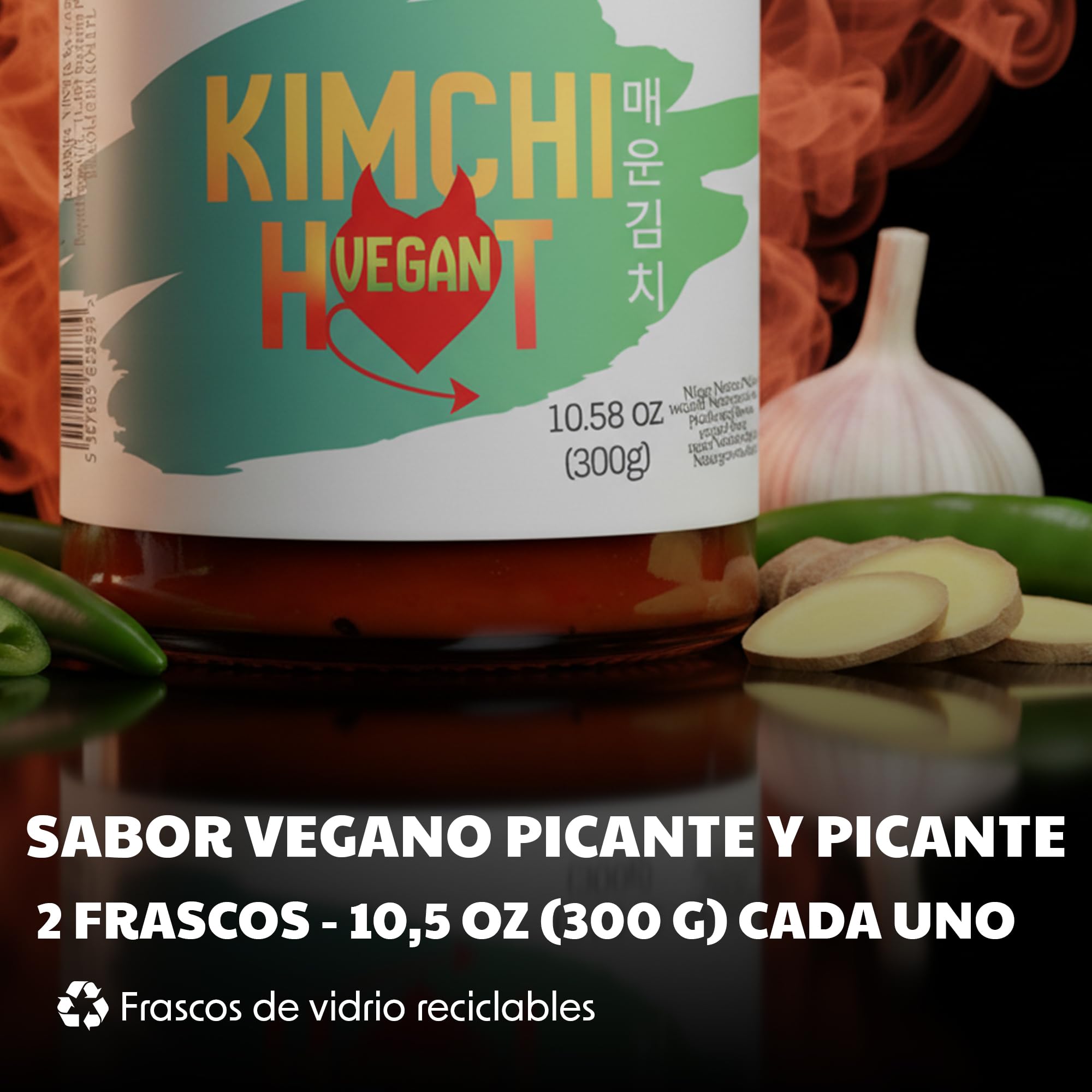 Bakoki Premium 매운 김치 Hot‑Kimchi VEGAN Gochugaru kimchi coreano picante repollo napa fermentado tradicional probiótico umami 2 x 300 g