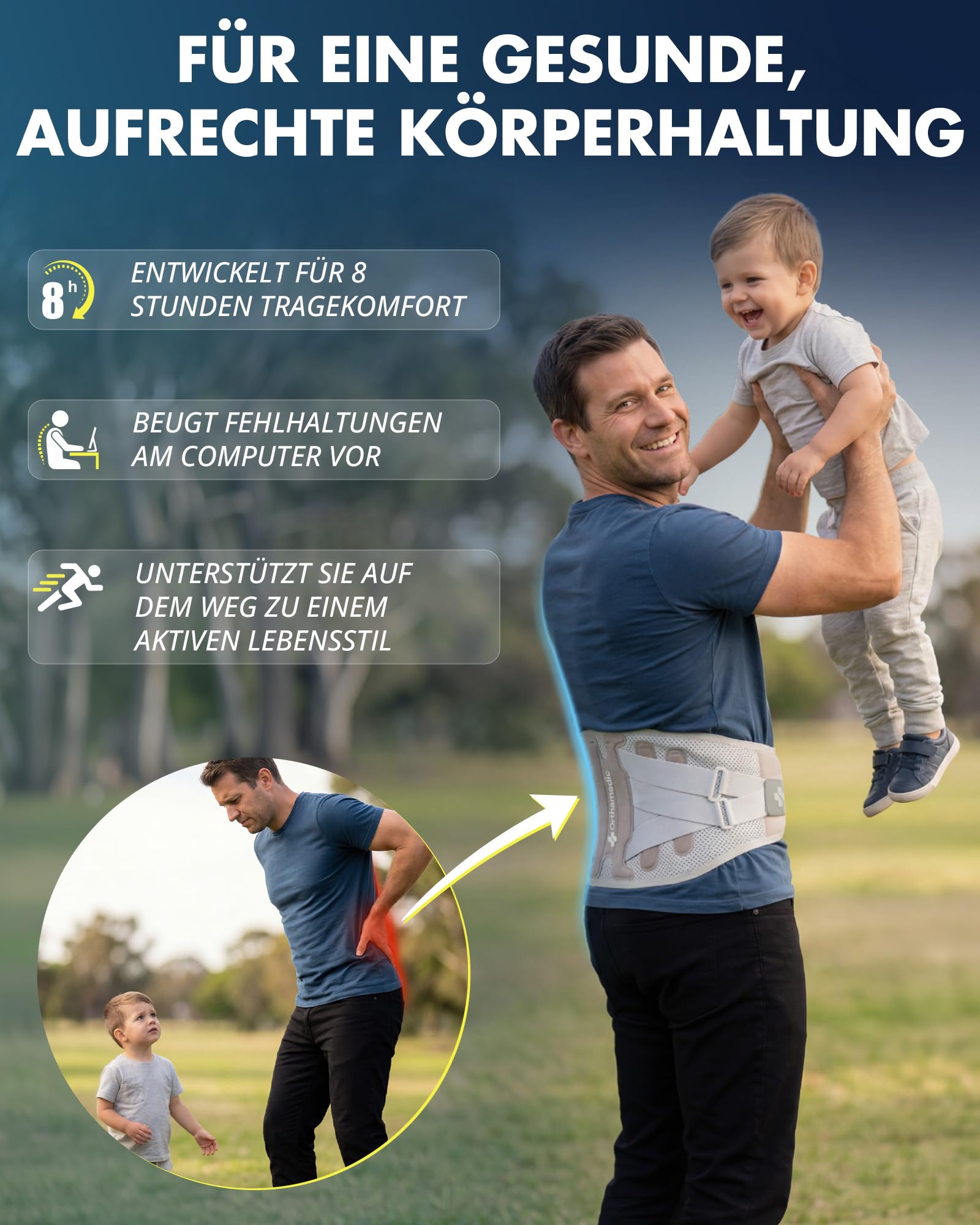 Rückenstützgürtel | Orthopädisch | Atmungsaktive Rückenbandage Herren & Damen | Nierengurt bei Bandscheibenvorfall, Ischias & Rückenschmerzen | Lendenwirbelstütze Gürtel