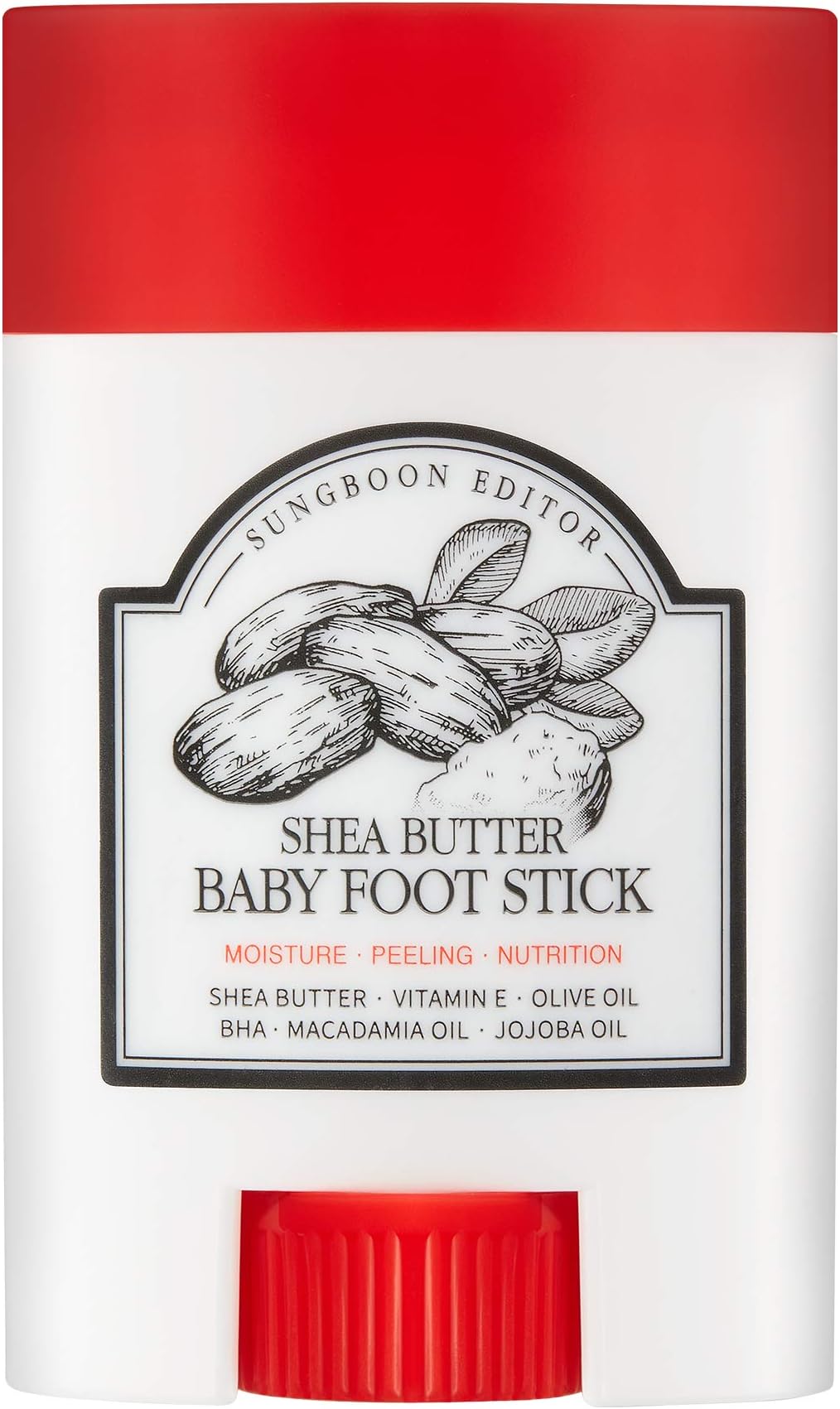 sufe SUNGBOON EDITOR Shea Butter Baby Foot Stick for Dry & Cracked Feet, containing 16% Shea Butter - moisturizes and repairs extremely dry, cracked feet (20g)