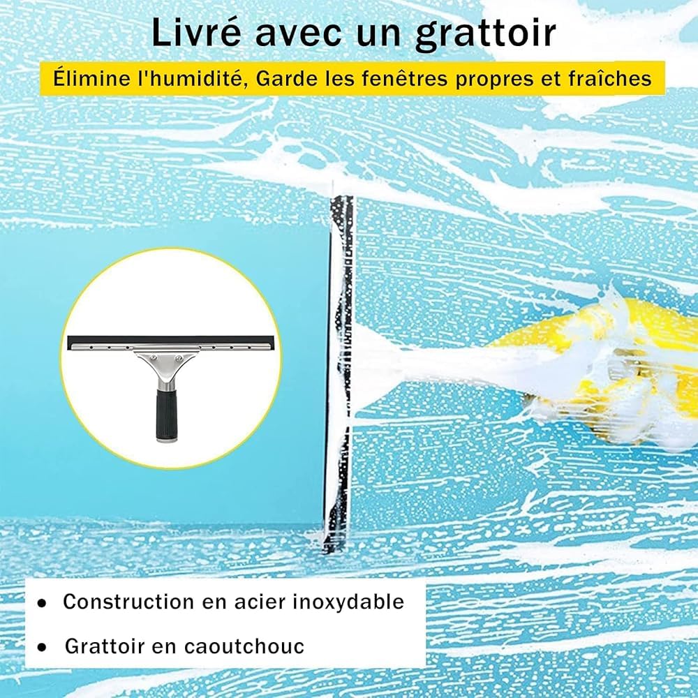 Cepillo telescópico para Limpieza de Ventanas de 3,6 m a 10,8 m con rasqueta para Paneles solares fotovoltaicos y techos de invernaderos. Cepillo Extensible con Suministro de Agua (tamaño: 3