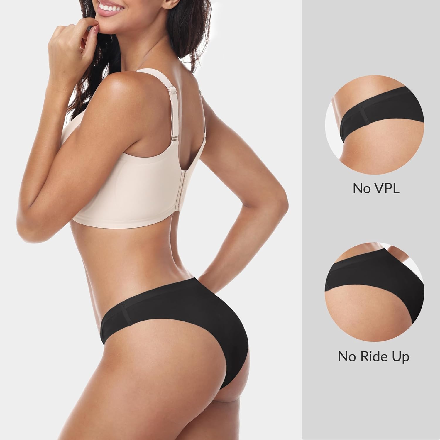 6 Pack Seamless Womens Thong Underwear Hipster No Show Low Rise Sexy Bikini Panties Silky Stretch Breathable Soft - Image 2