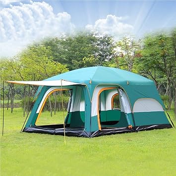 Waterproof Camping Tent,Family Tent with 3 Room 8-12 Person Large Tent 2 Bedroom Family Tent & Sun Shelter,Festival Essential for Outdoor Garden Color Brown vision