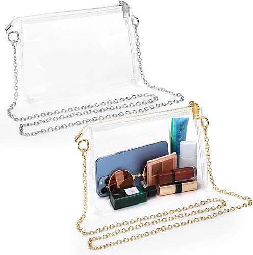 Cididu Paquete de 2 bolsas transparentes para mujer, bolsa cruzada aprobada por estadios, bolsa de hombro transparente, lindo bolso de mano