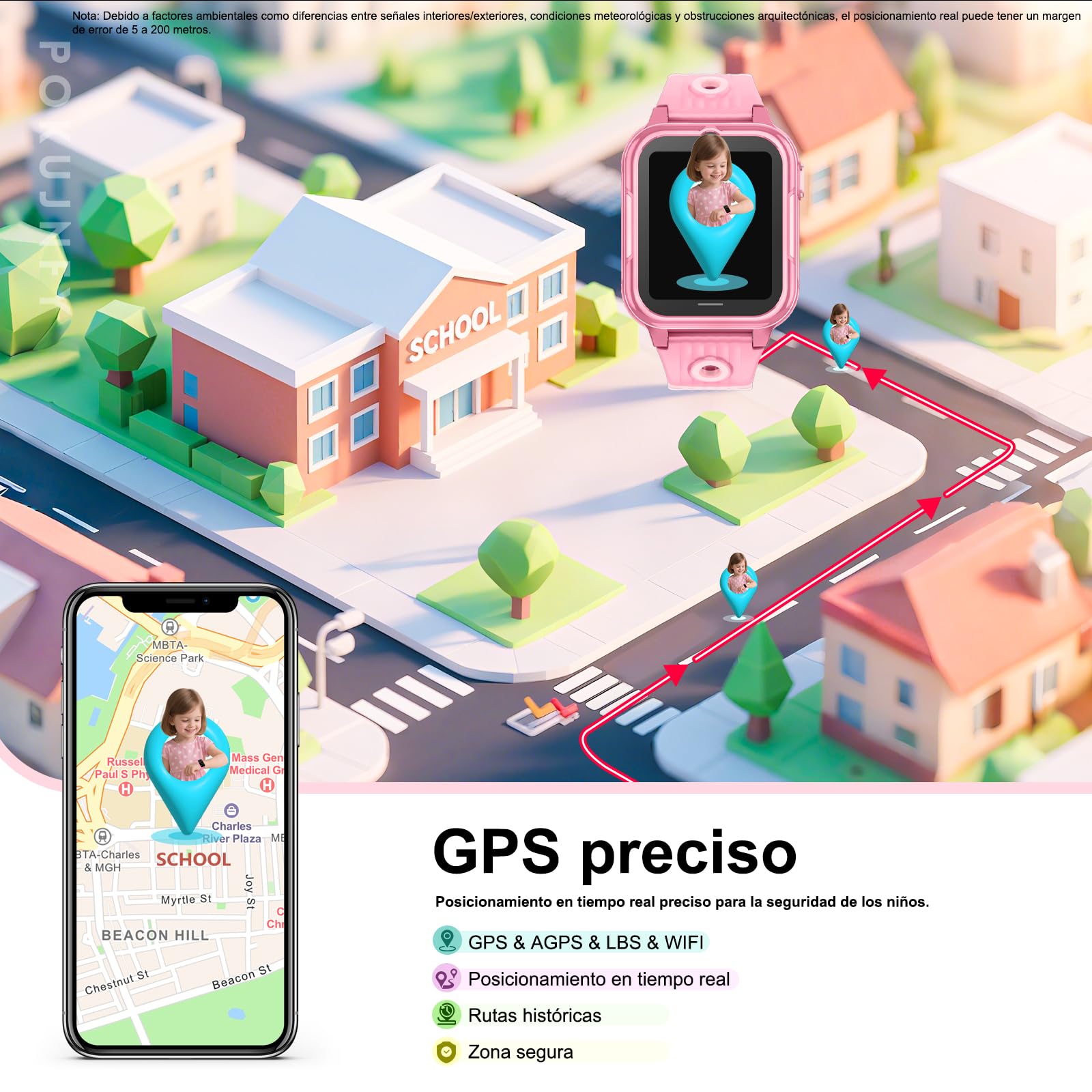 4G Reloj Inteligente Niño GPS y Llamadas Videollamadas Teléfono SOS Whatsapp Juegos Cámara Podómetro Modo Escuela Despertador Digital Impermeable Regalo para Smartwatch Niños Niña