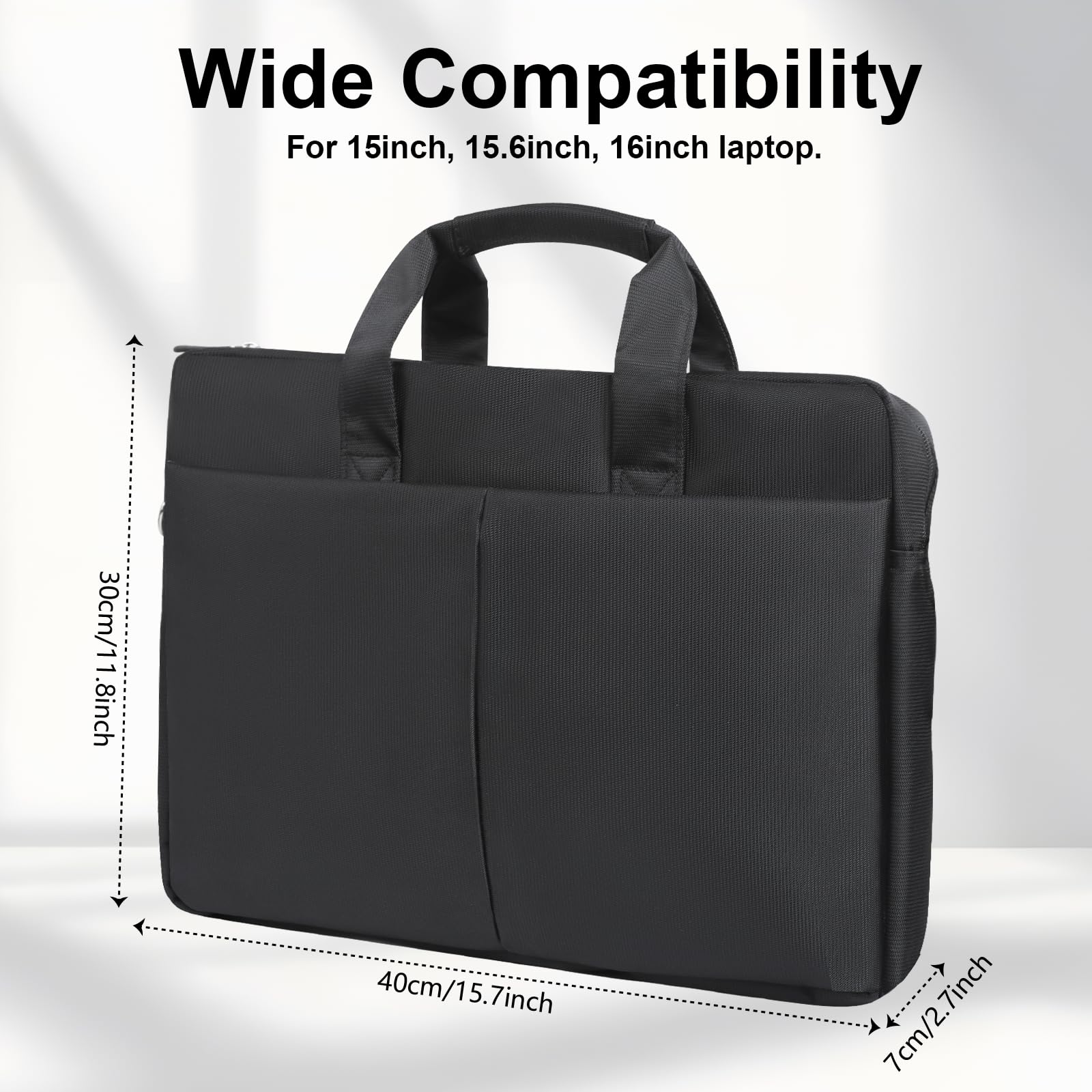 Cozary Borsa Porta PC 15, 15,6 e 16 Pollici, Porta PC Portatile, Custodia Computer Portatile, Impermeabile Borsa Messenger con Tracolla per Affari, Viaggi, Lavoro, Nera