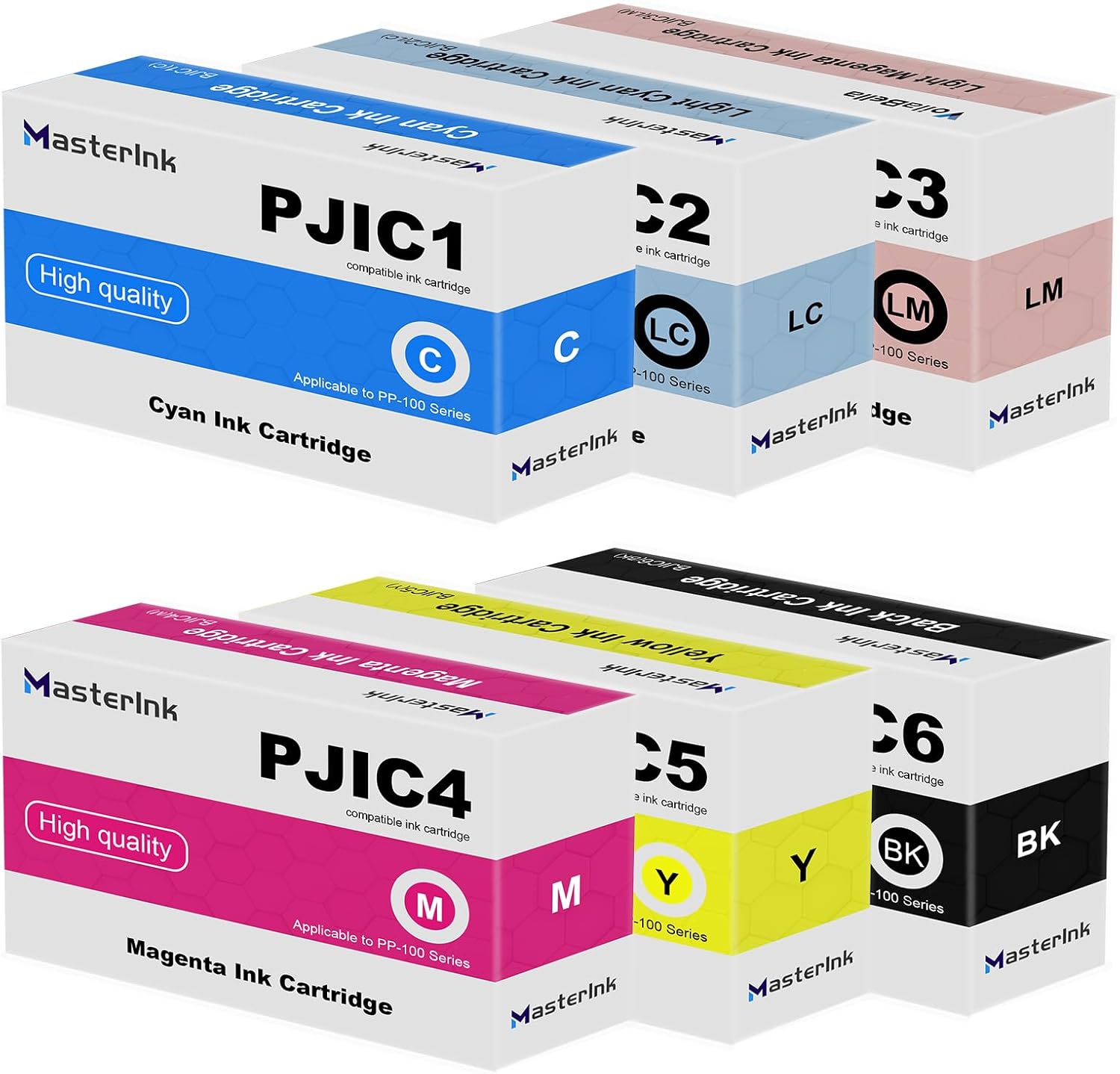 PP50 PP100 Ink Cartridge PJIC1 PJIC1 PJIC2 PJIC3 PJIC4 PJIC5 PJIC6 Ink Cartridge Suitable for DiscProducer PP-50 PP-100 Printers (Black Cyan Magenta Yellow Light Cyan Light Magenta, 6-Pack)