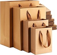 Vista 7 de PerKoop Paquete de 40 bolsas de regalo de papel kraft con asas, bolsas de regalo de 4 tamaños, bolsas de regalo con asas, bolsas de compras Blanco