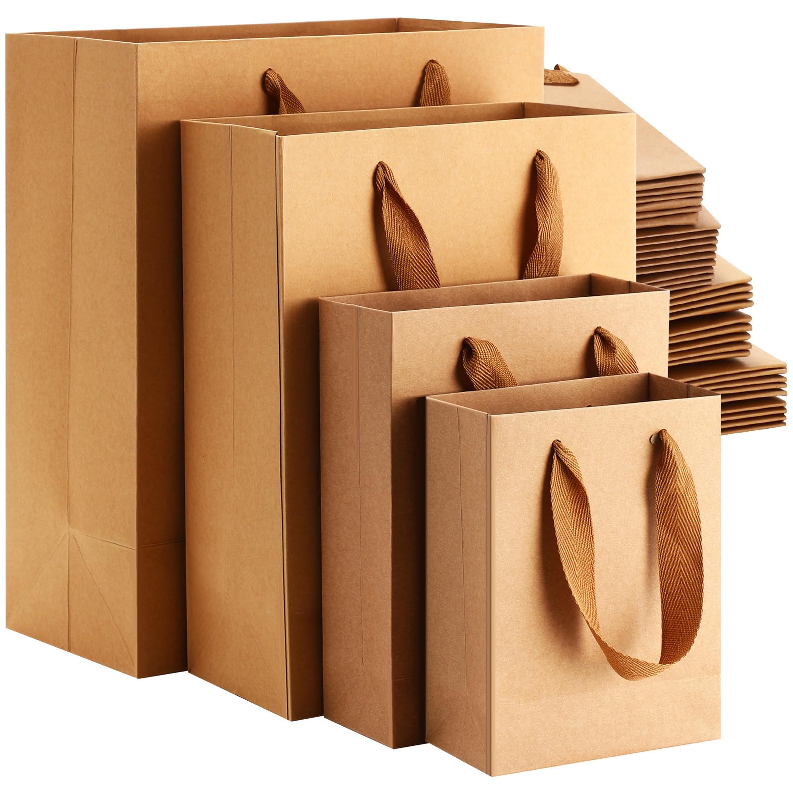 PerKoop 40 Pack Kraft Gift Bags Handled Paper 4 Sizes Goodie With - View #6