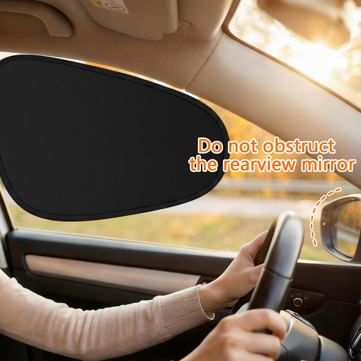 Side Window Shade for Car: Blackout UV Blocker Glare Reduction Sun Cover for Driver - Static Cling Easy Install & Removable - 2 Pack Foldable Universal Fit 99% Vehicles