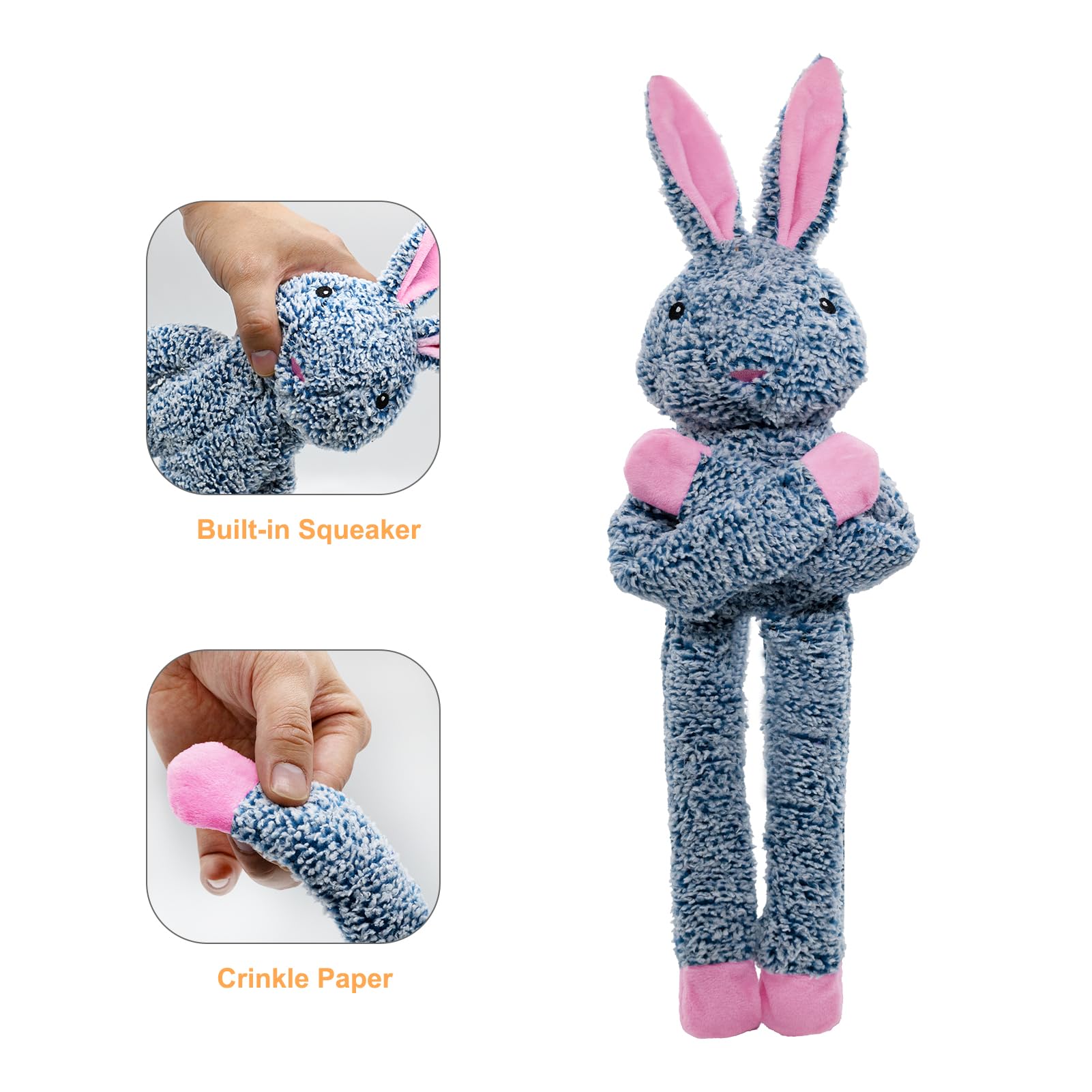 Juguetes para perros grandes sin relleno, paquete de 5 juguetes interactivos de animales chirriantes y arrugados, juguetes de peluche para la dentición para mantenerlos ocupados, bonitos regalos
