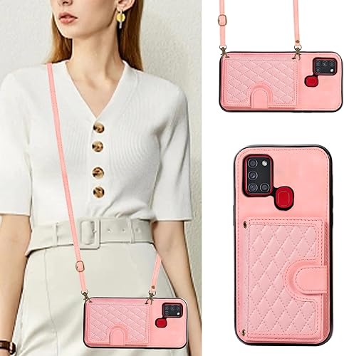 Miniatura 3 de Asuwish Funda de teléfono para Samsung Galaxy A21S con protector de pantalla de vidrio templado y correa cruzada, soporte para tarjeta de crédito,