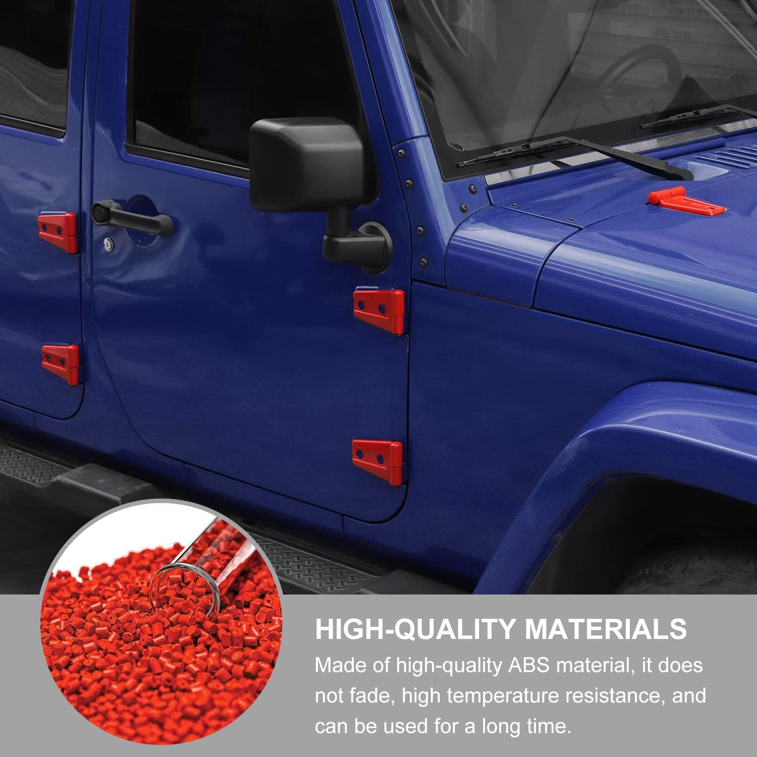 Jimen Compatible with 2007-2018 Jeep Wrangler JK & Unlimited 4 Door, 34PCS Door & Hood Hinge & Tailgate Hinge Cover Trim (Red)