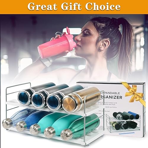 Miniatura 8 de Organizador de botellas de agua para gabinete, almacenamiento ajustable de vasos, soporte expandible para botella de agua para organización de