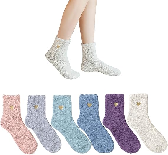 Amazon もこもこ靴下 あったか レディース 冬 22 25cm 厚手 室内 防寒ギフト 暖かい 1 6 靴下 通販