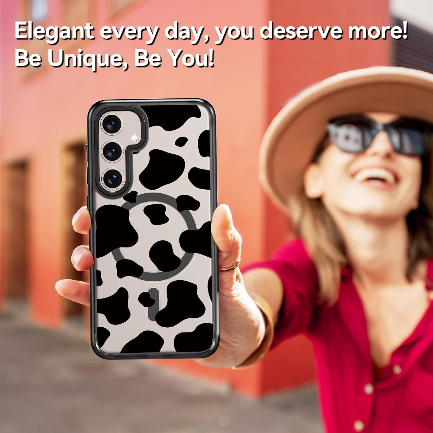 Rosarnnah for Samsung Galaxy S24 Plus Case with Magsafe, Slim Shockproof Cute Milk Cow Print | Trendy Y2K Protective Cover for Teens & Women | 6.9 inch