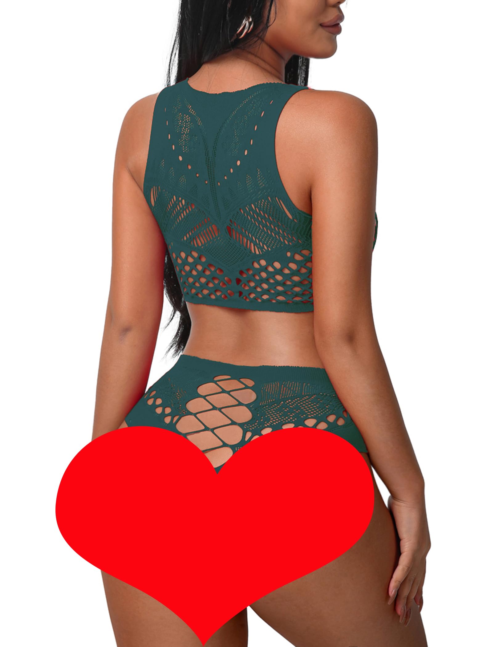Avidlove Womens Fishnet Lingerie for Women Sexy Two Piece Lingerie Set Stripper Outfit: One Size Blue Green