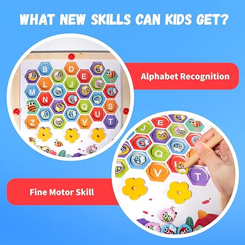 Miniatura 5 de Tablero magnético del laberinto del alfabeto, imanes del alfabeto ABC, juguete de habilidades motoras finas para niños de 3 a 5 años, juguetes de