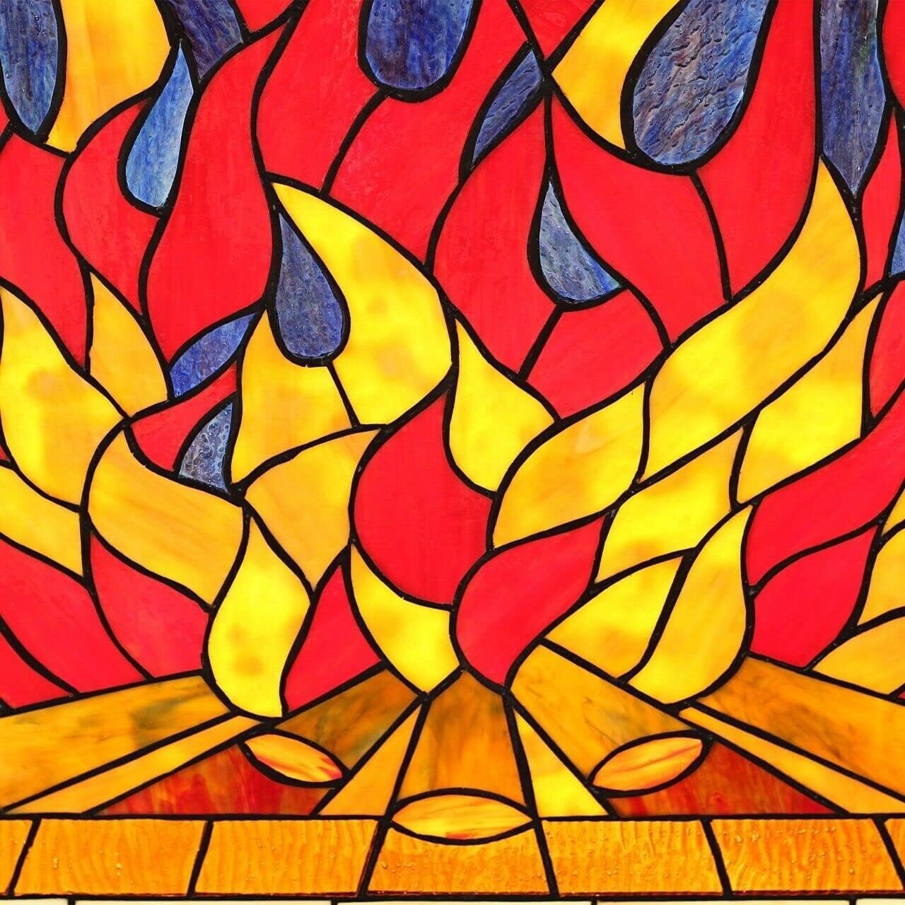 Fireplace Screens Fireplace Screen Flames Style Stained Glass 42 W X 28 H Fireplace Screen Flat Fireplace Screens Decorative