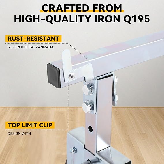 Auto Dynasty 2-Pack Sawhorse, 7-Level Adjustable Folding Stand, 440Lbs | 2 Pack Saw Stand, Quick-Build Foldable Design, Heavy-Duty Steel Frame, Miter Saw Compatible, 440Lbs Capacity, Black/Chrome
