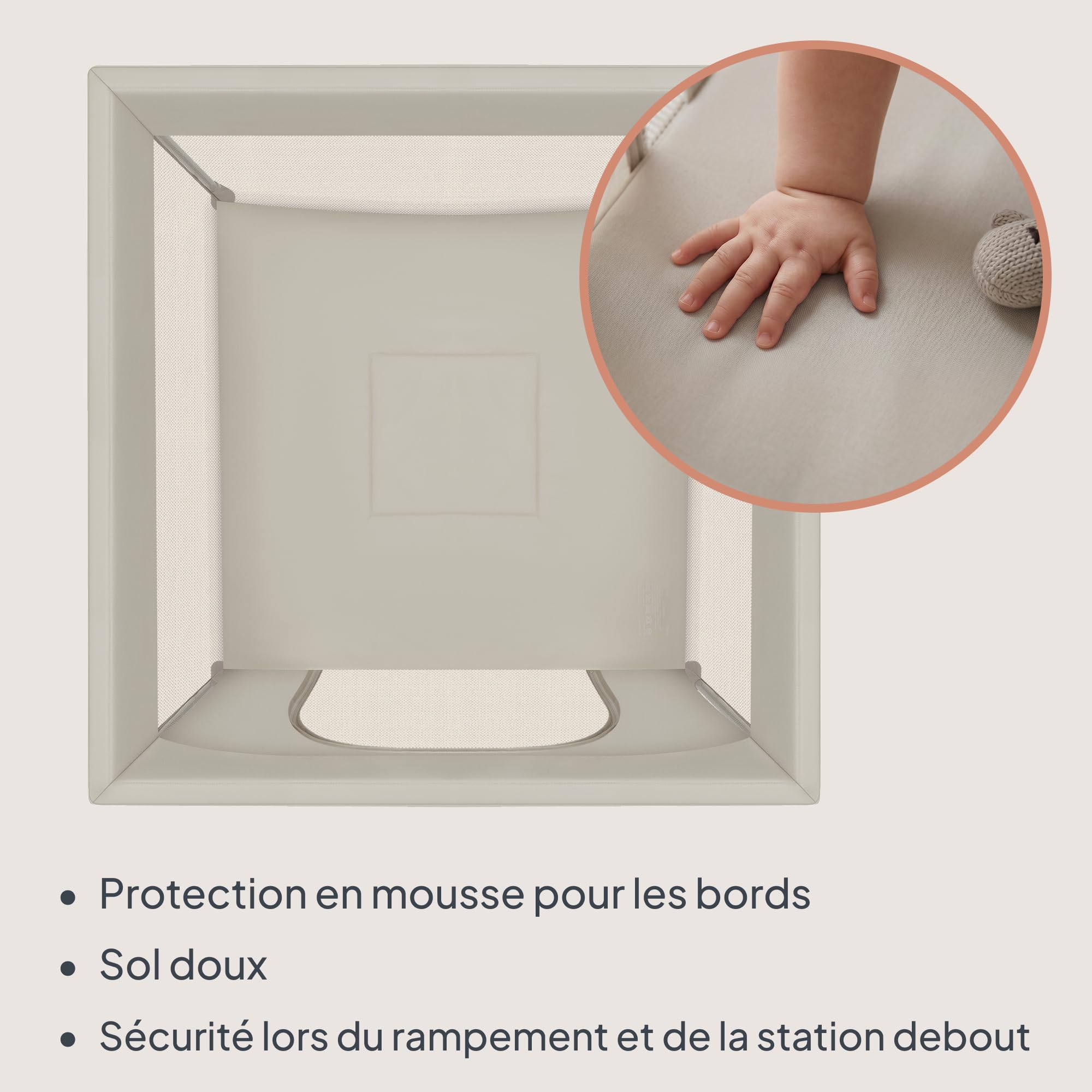 Lionelo Paco Parc Bébé Pliable 111 x 111 cm (0-48 Mois), Léger 4,1 kg | Pliage Rapide sans Outils, Entrée Latérale Zippée, Filets Respirants, Format Compact, Sac de Transport Inclus, jusqu'à 15 kg