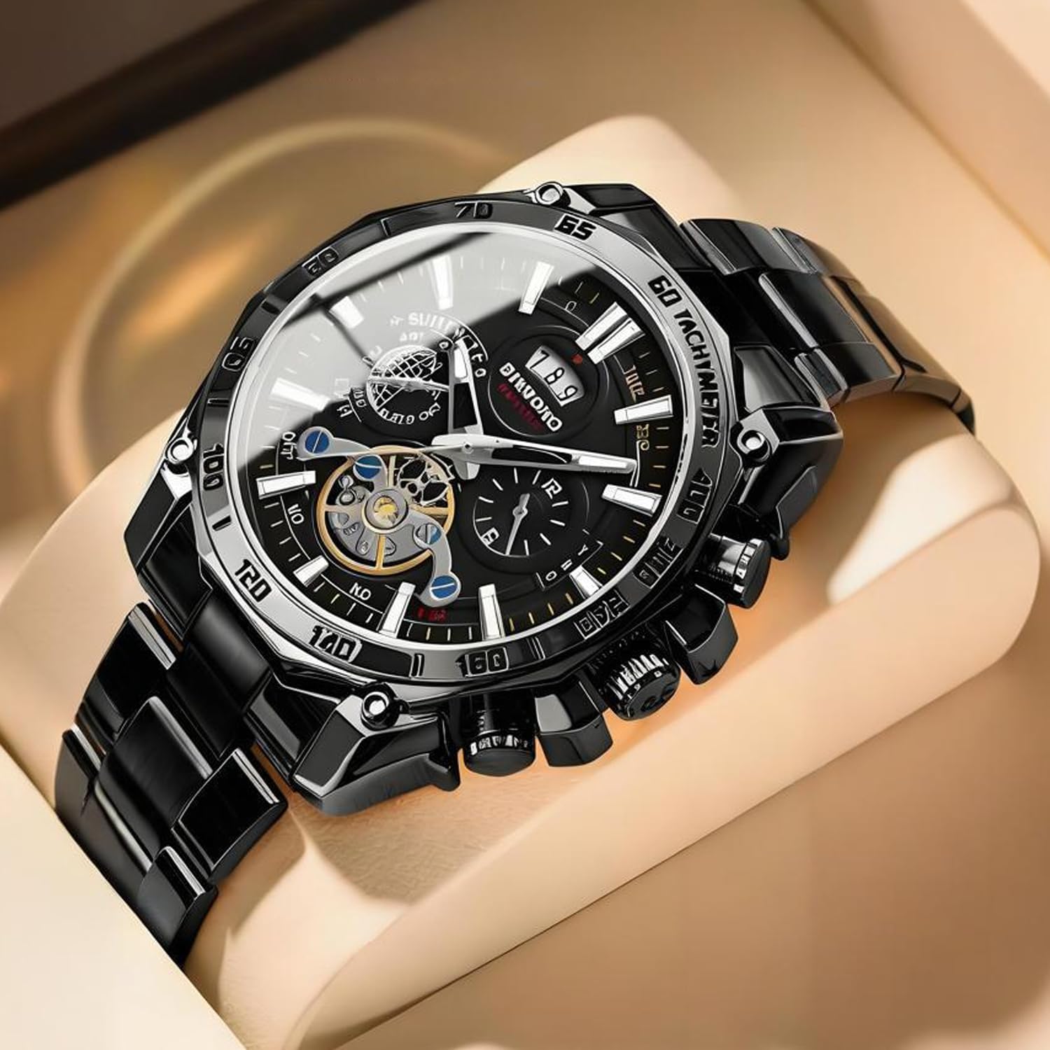 Herren-Armbanduhr, 3 Stück, mit Datum, Edelstahl, Quarzuhren, klassisch, Business-Armbanduhr, wasserdicht, leuchtender Kalender, Chronograph, Reloj para Hombr