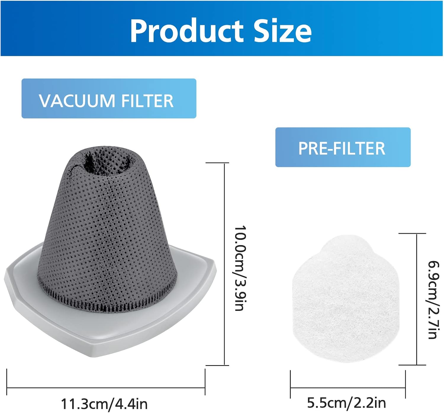 6 Pack NES215A Vacuum Filter Set for Eureka NES215A Blaze 3-in-1 Swivel Handheld & Stick Vacuum Cleaner, NES210, NES212, NES215, Compare to Part # N0101 & N0102