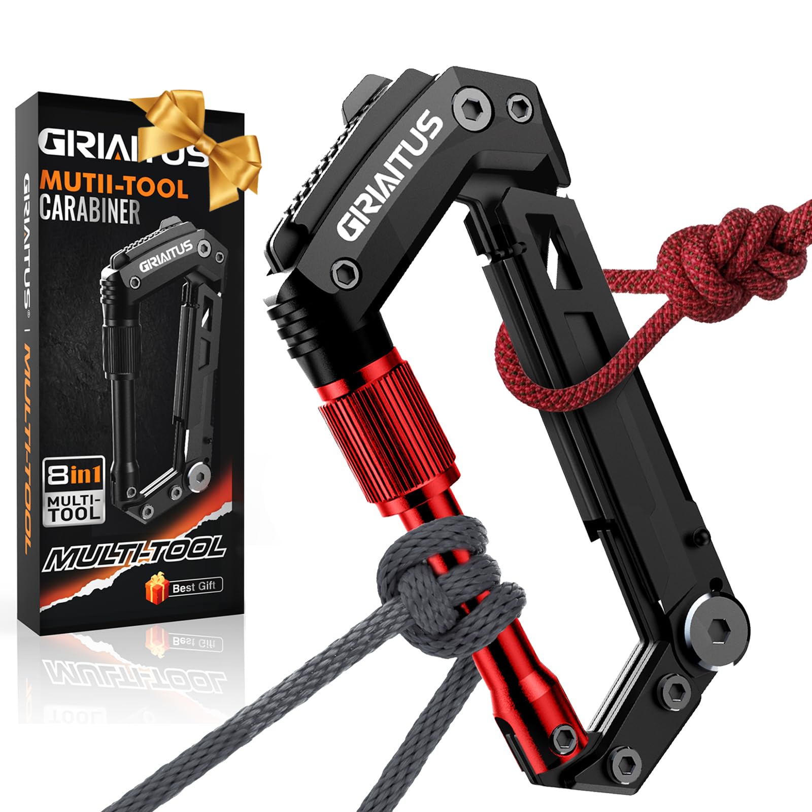 Regalo Donna Regalo Uomo Moschettone Portachiavi 8en1 Multitool Moschettoni Attrezzo Multifunzione con Apribottiglie Righello Sega Cacciavite Regalo Papà Regalo Festa Della Mamma